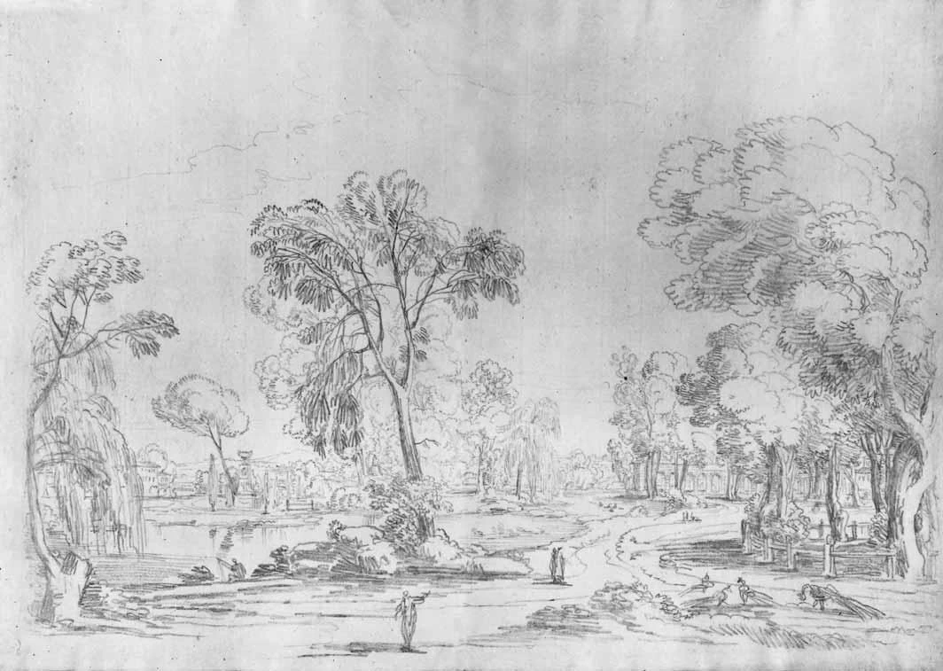 Luigi Basiletti-21-Veduta di parco con laghetto e pavoni